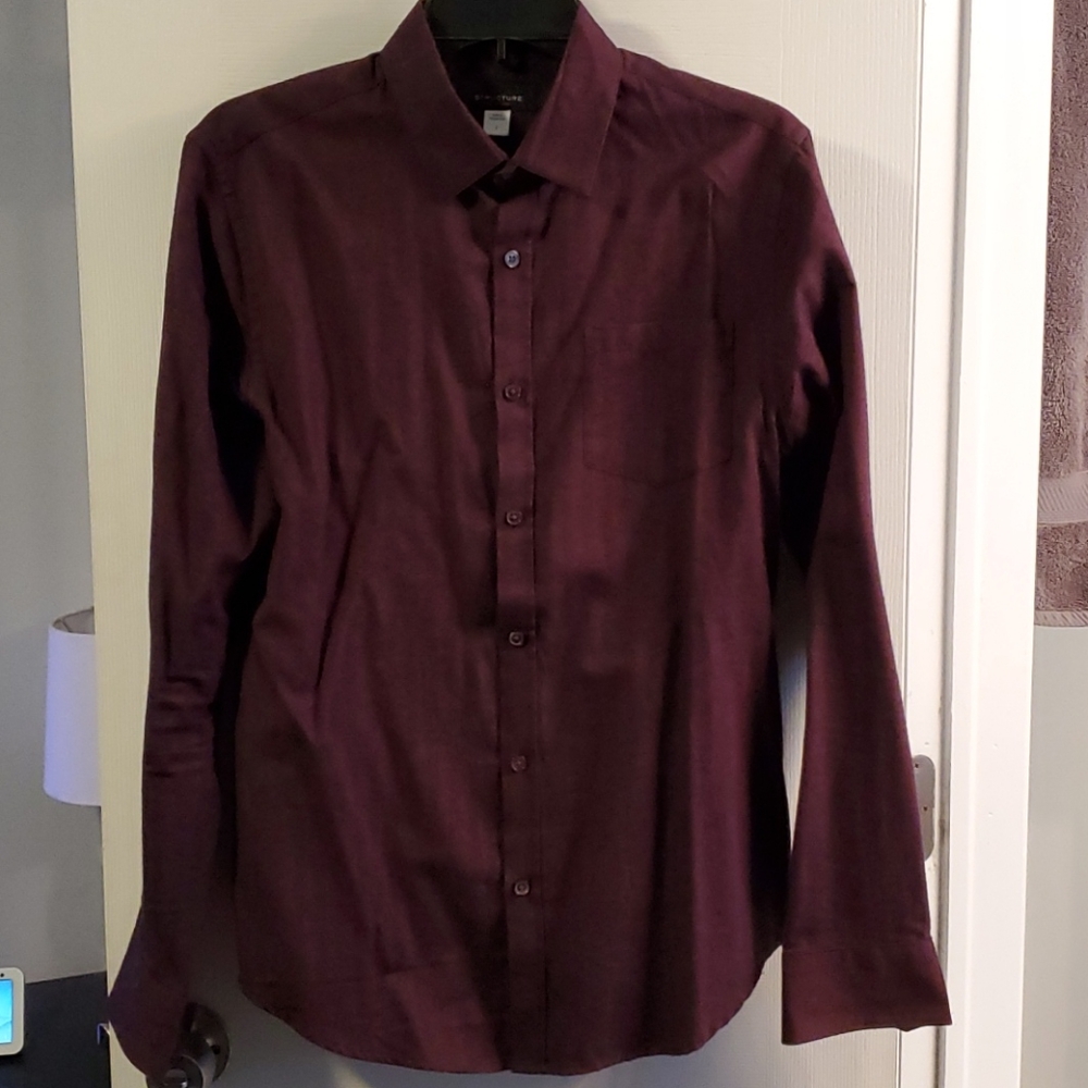 Structure Slim Fit Maroon Men's Button Down Shirt